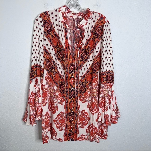 Free People Tunic Dress Women Small Magic Mystery Boho Flare Sleeve B15 - Picture 4 of 11